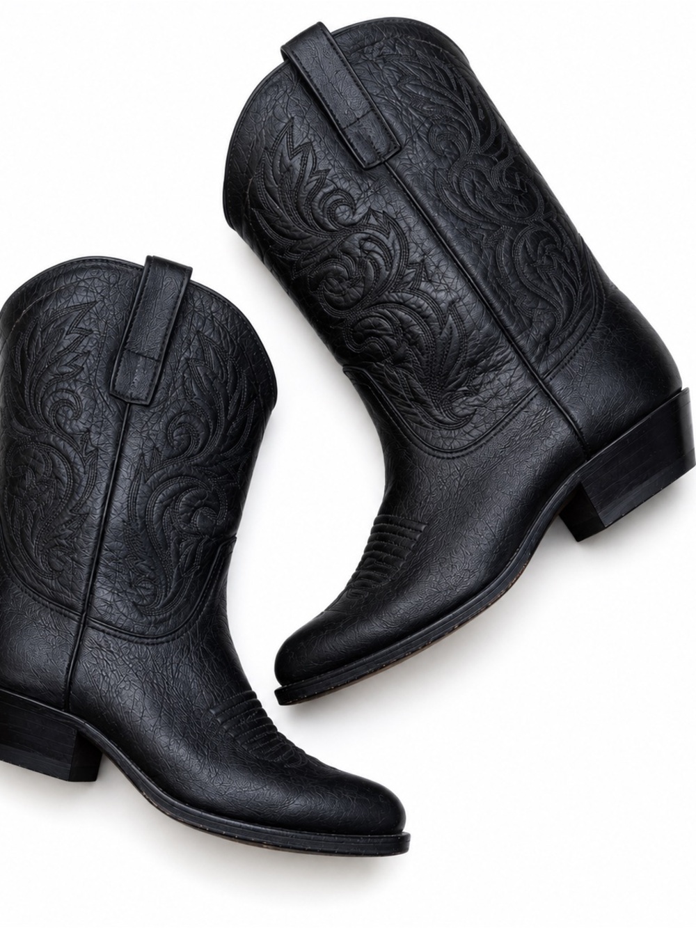Tony Lama Black Leather Western Cowboy Boots Women’s 8 M Vintage USA Western GUC - Picture 2 of 12